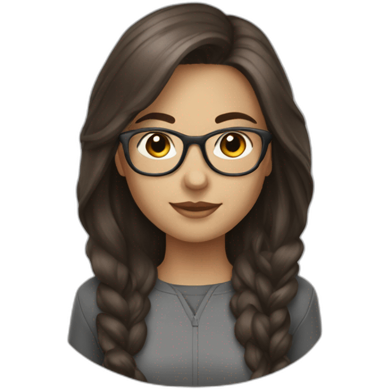 brunette with bid brown and grey glasses emoji