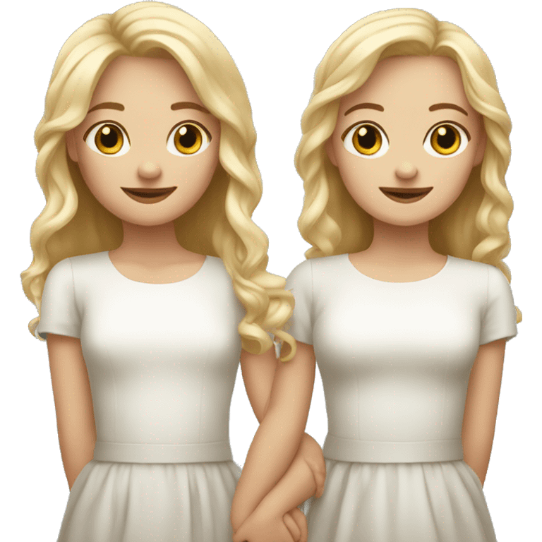 2 blonde girls holding hands one with shorter hair emoji