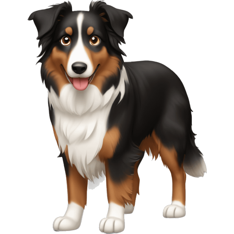 Dog similar to collie or australian shepard black and brown  emoji