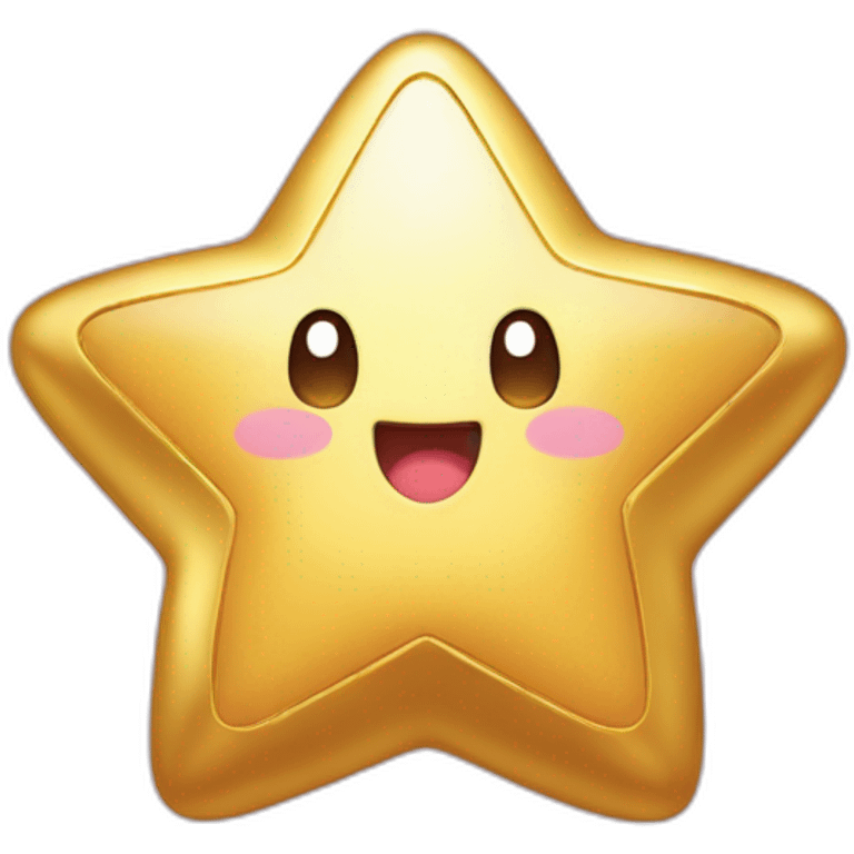 cute happy Kirby holding a golden star emoji