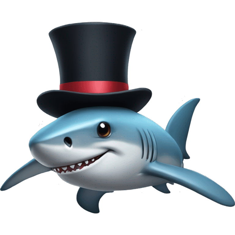 Shark with a top hat emoji