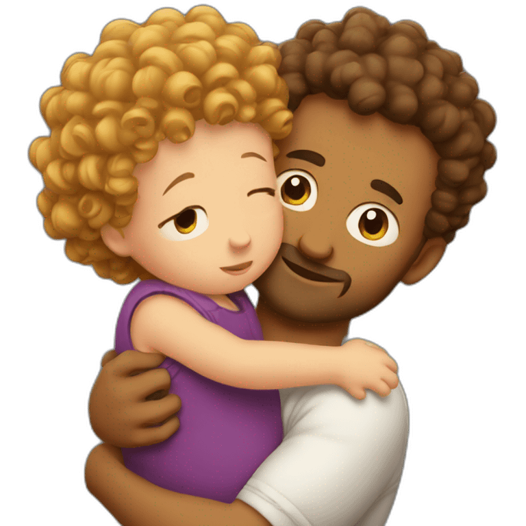 Dad hugging a curly baby emoji