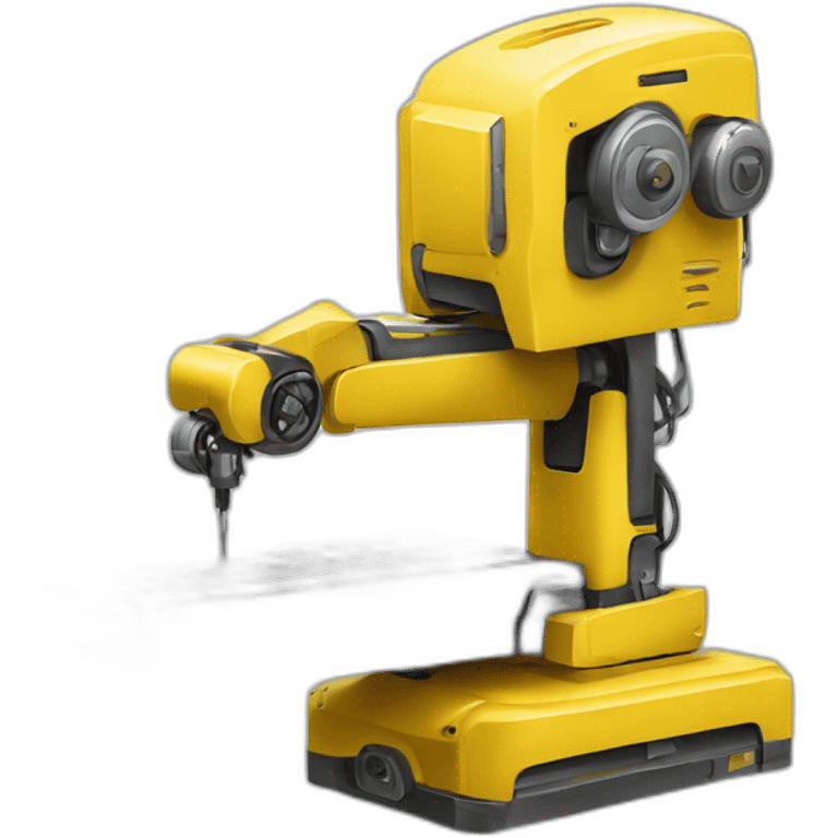 Robot tondeuse jaune et rectangulaire  emoji