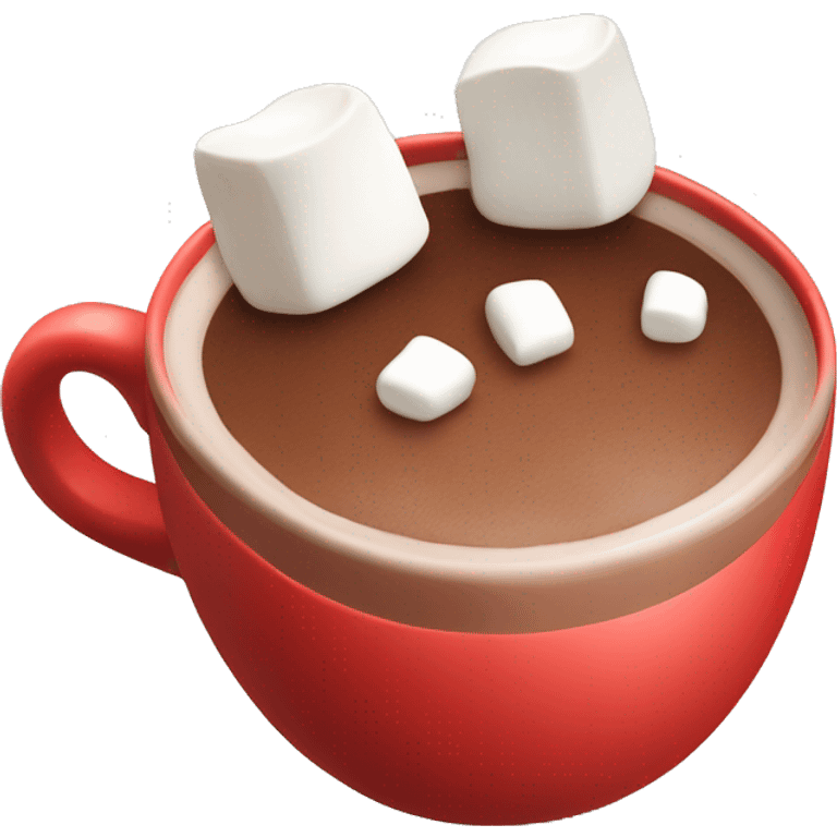 red mug of hot chocolate with marshmallows emoji