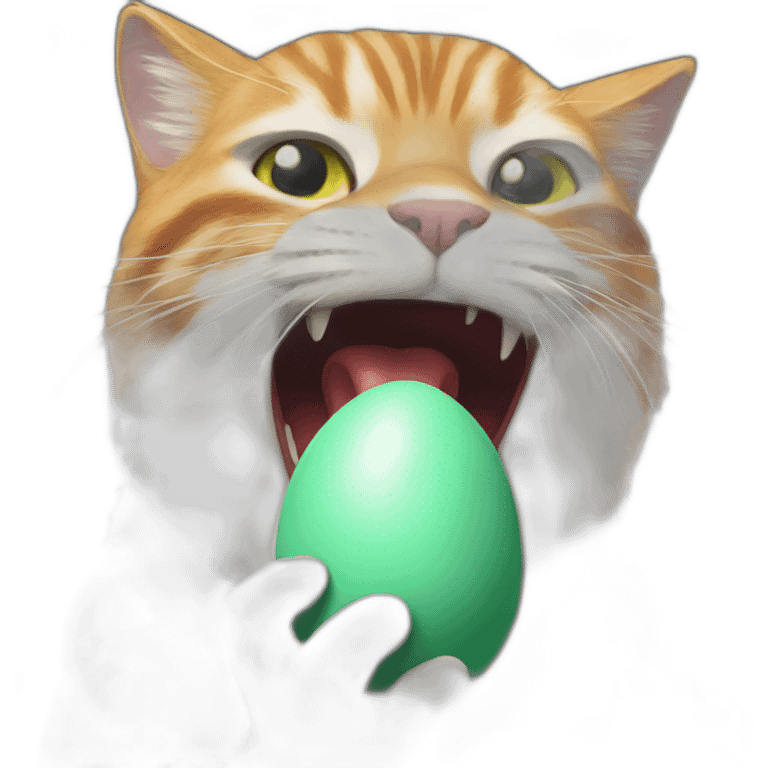 Cat eating Godzilla's egg emoji