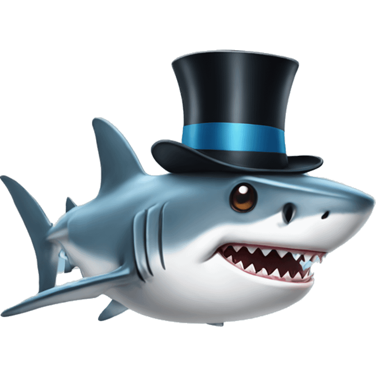 Shark with a top hat emoji