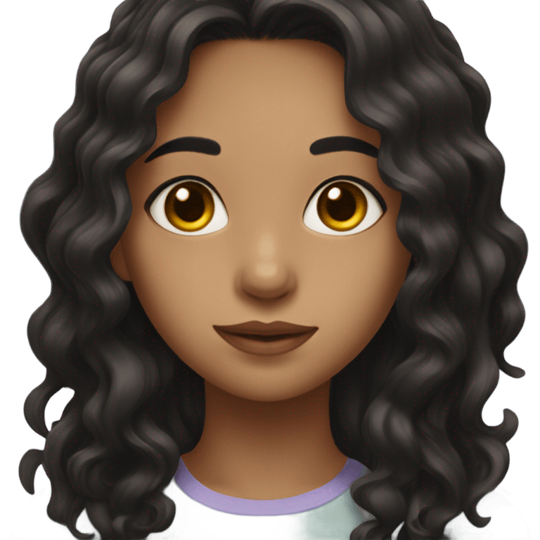 girl with black wavy hair, brown eyes emoji