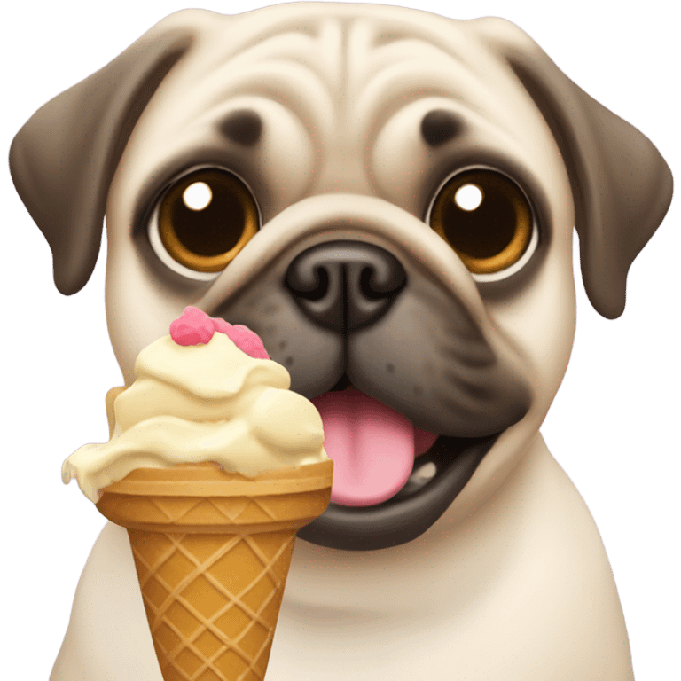 Pug eating ice cream  emoji