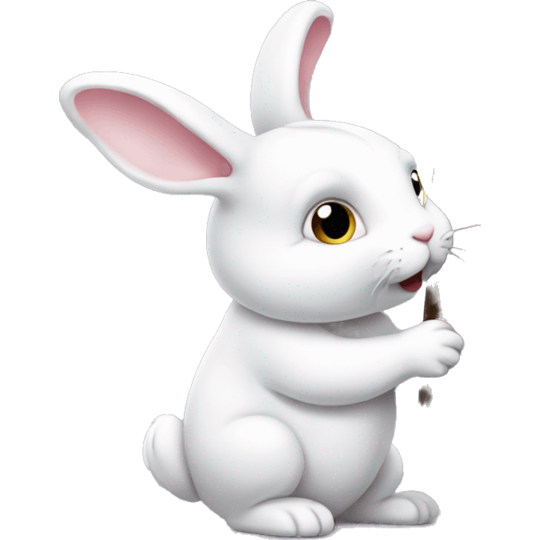 White bunny eating chocolate  emoji