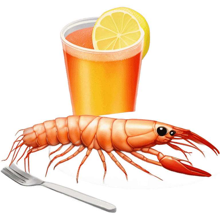 shrimp with cocktail sauce and lemonade  emoji