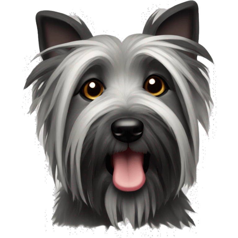 Skye terrier dog with dark fur around mouth emoji