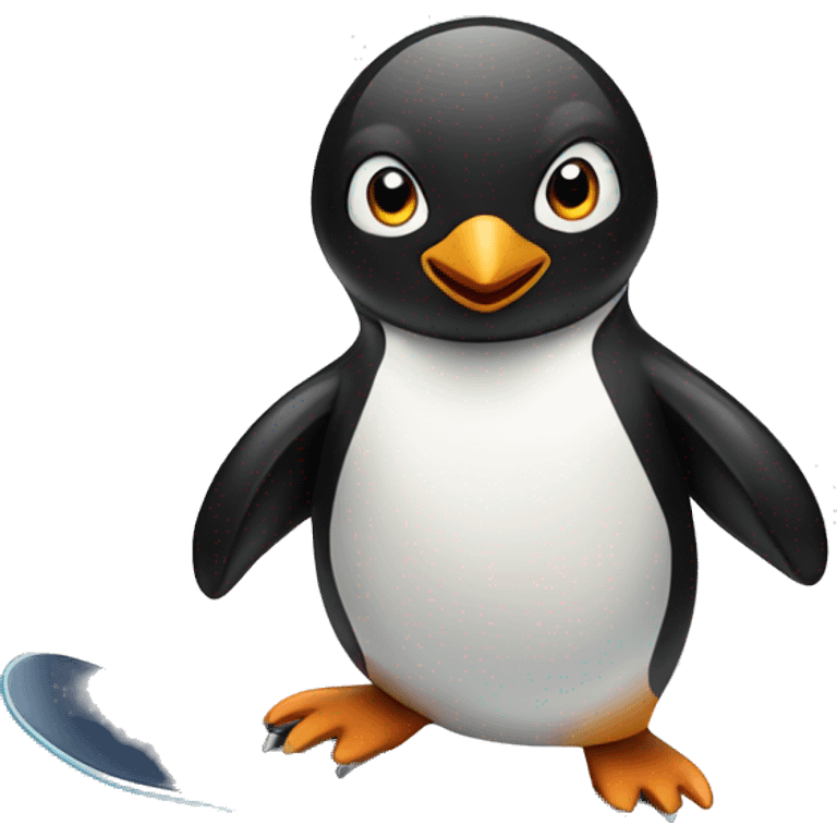 Penguin snowboarding emoji