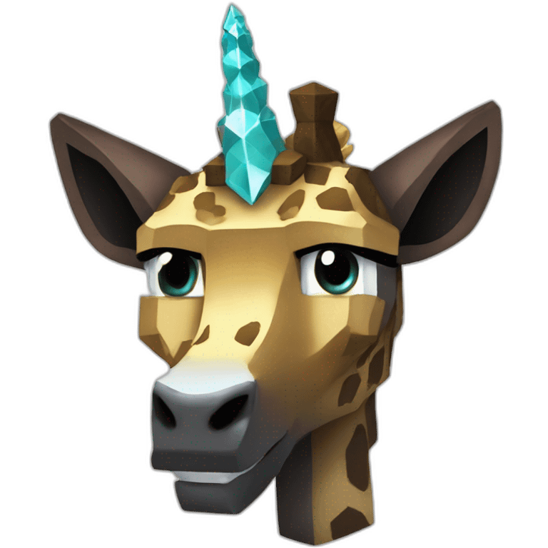 Minecraft Black Jiraffe Head With Diamond Unicorn Horn and Lazer Eyes emoji