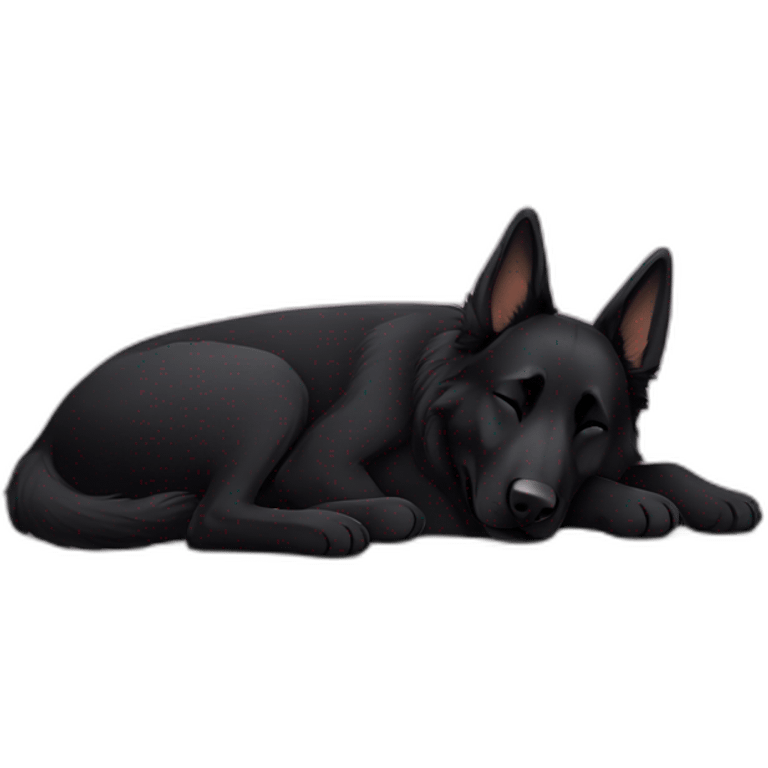 Black German shepherd sleeping emoji