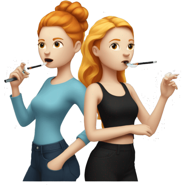 ginger girl vaping and blonde girl vaping  emoji