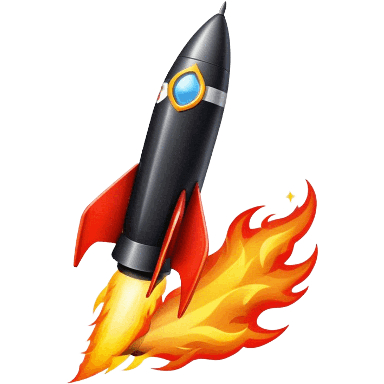 driving fine black rocket with fire color france emoji