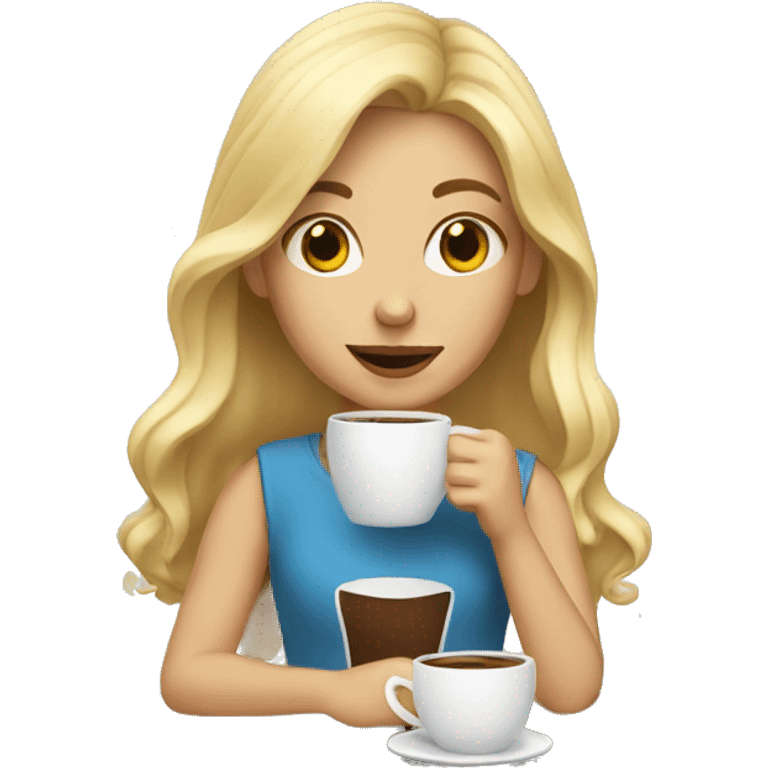 blonde girl drinking coffee emoji