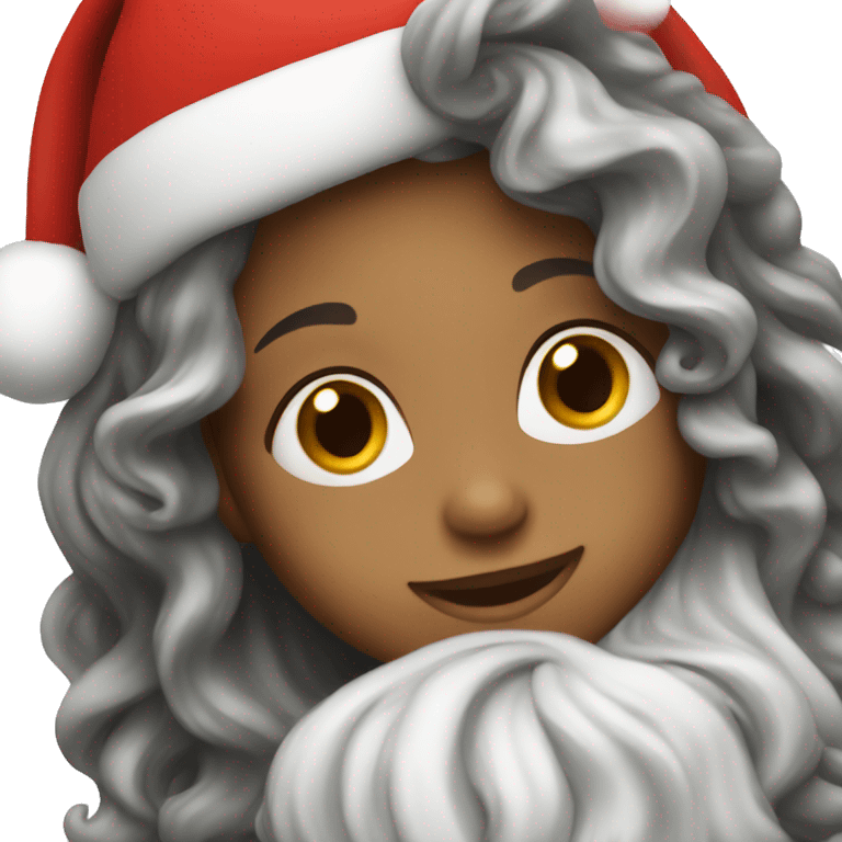 Wavy long haired girl wearing a Santa hat emoji