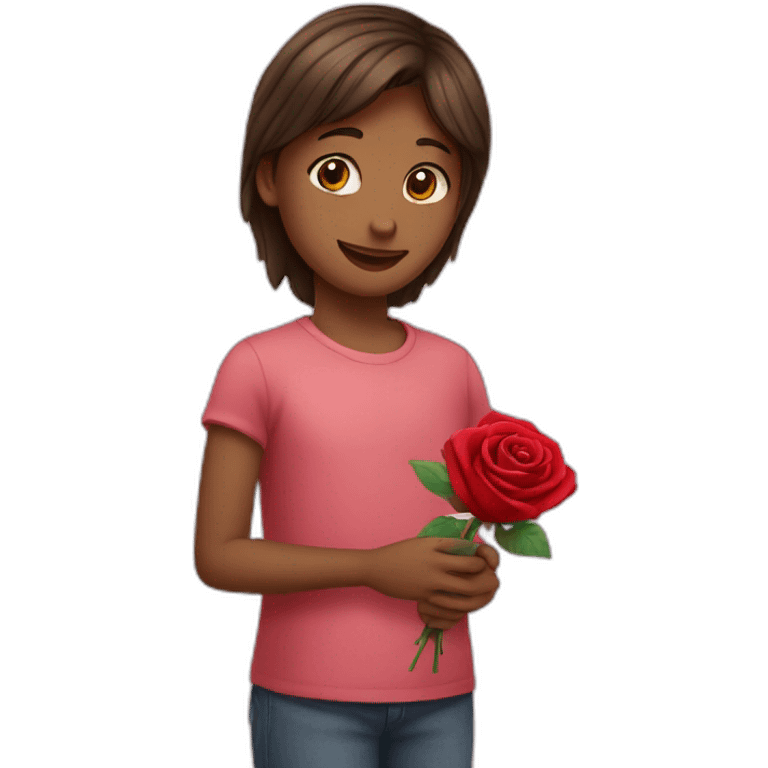 Boy giving rose to a girl emoji