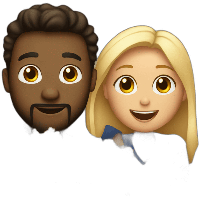 A husband and wife sharing a bucket of popcorn at a movie theater  emoji