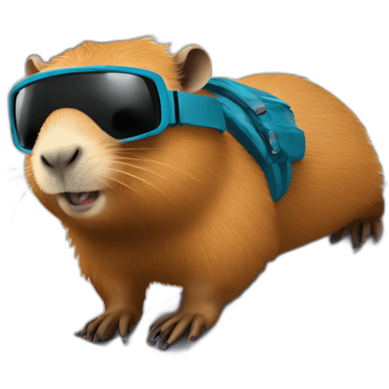 Capybara snowboarding emoji