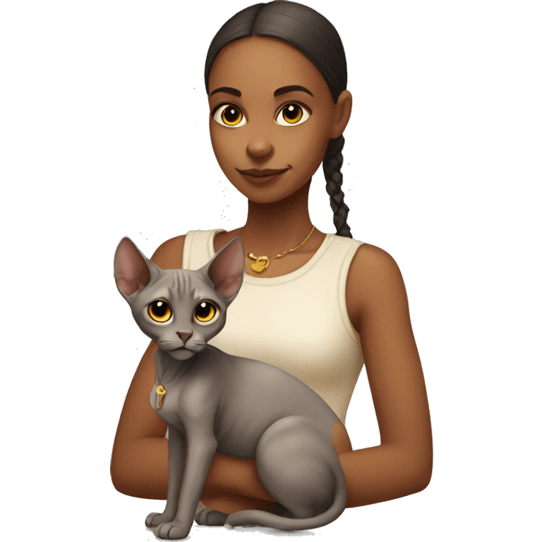 girl with sphinx cat emoji