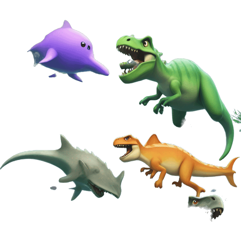 video game under the sea with dinosaurs in the gam emoji