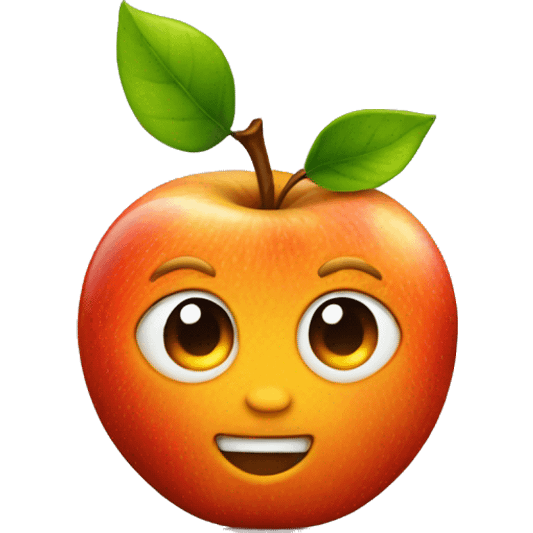 Apple wearing an orange emoji