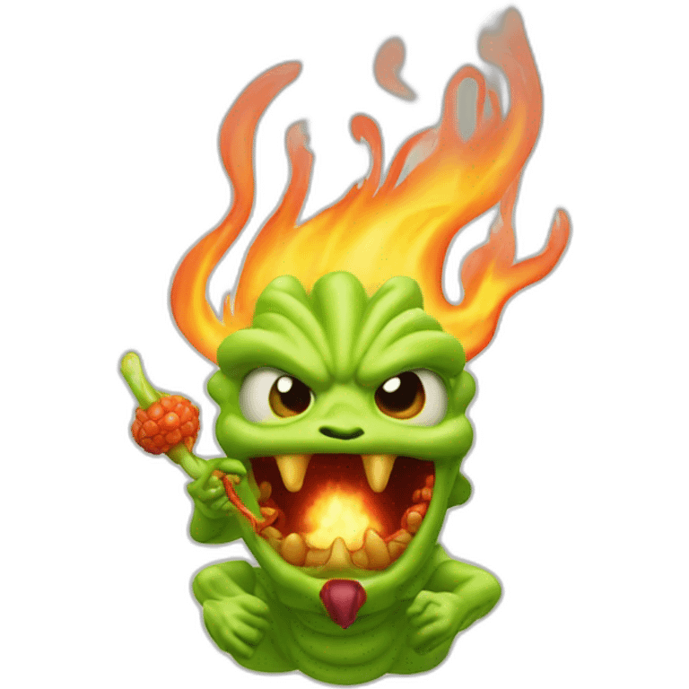 fire breathing evil wasabi emoji