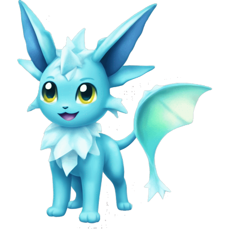 Kawaii Gorgeous Beautiful Shiny Sparkly Vaporeon-Glaceon-Pokémon full body emoji