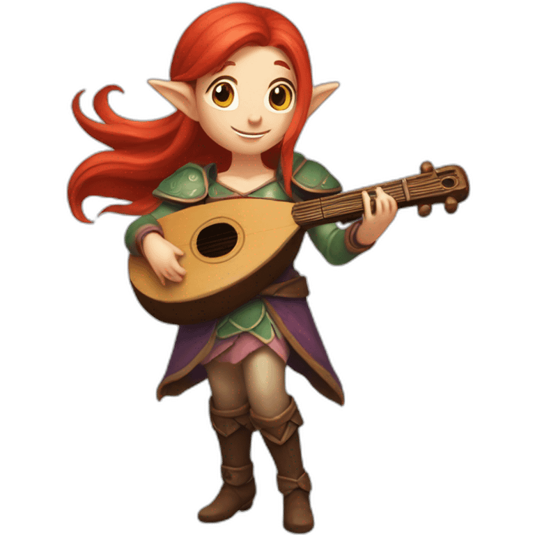 Baldurs gate 3 portrait female elf bard with red hair playing lute emoji