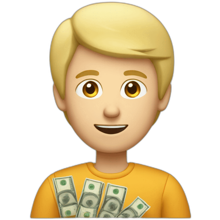 blonde caucasian middle-age male counting money emoji