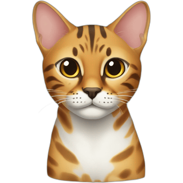 a bengal cat with a white triangle of fur on his neck emoji