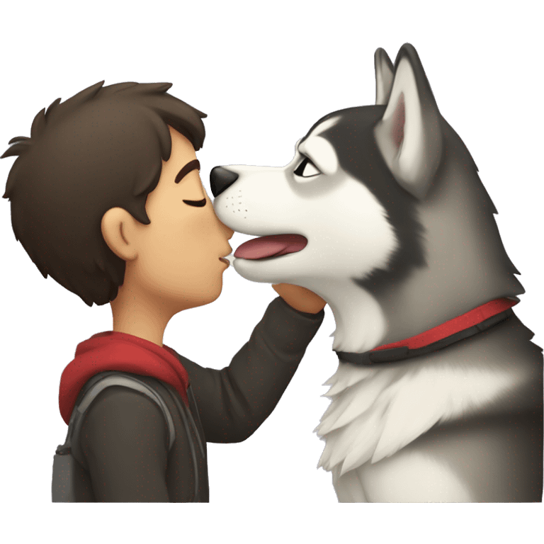 Husky kissing human emoji