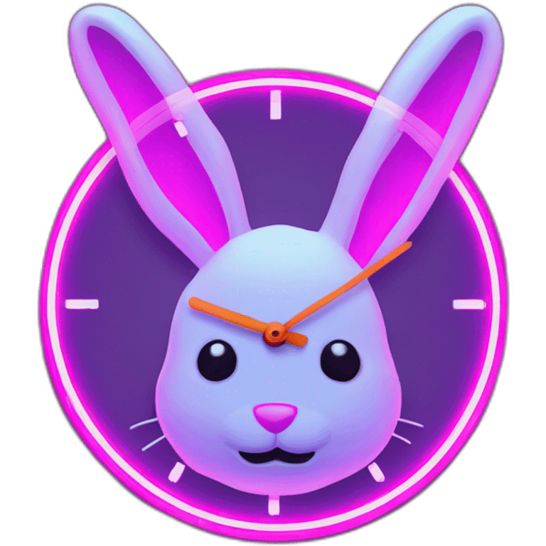 neon rabbit clock emoji