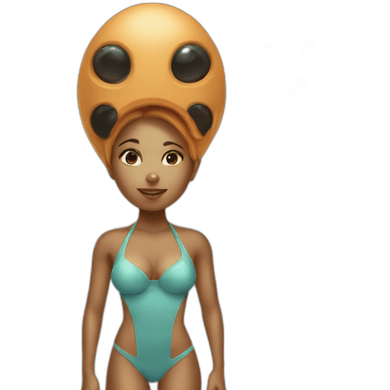 Bikini girl with alien head emoji