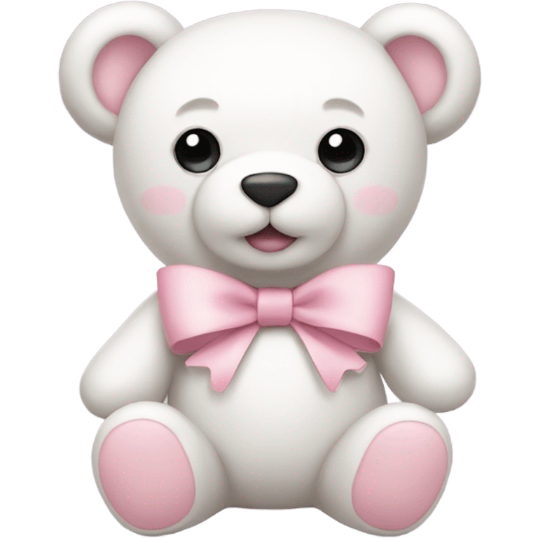 white teddy bear with pastel pink bows emoji