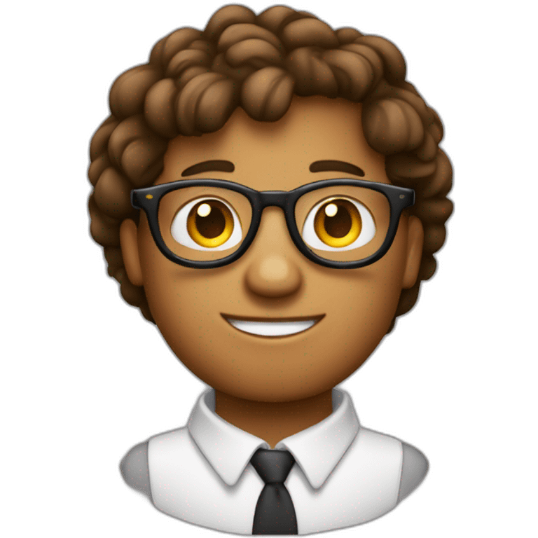 Garcon avec cheveux maron court et lunette ronde emoji