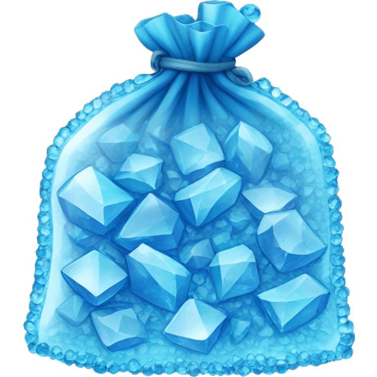 clear bag filled with blue crystals emoji