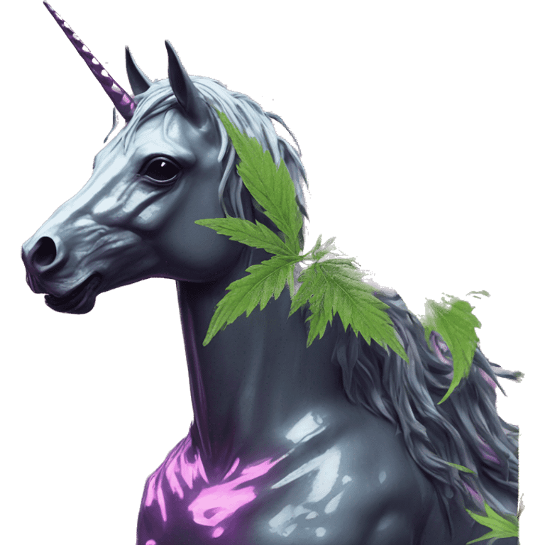 420 .Zombie_ Vaporwave black holographic oilslick zombie unicorn smoking yellow caution tape hemp leaves Pegasus hemp plants emoji