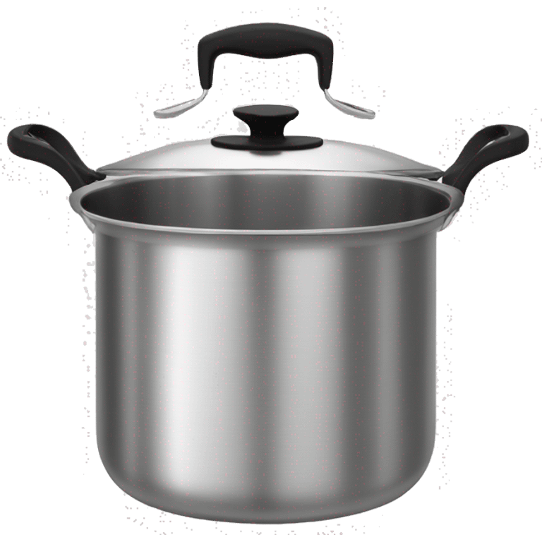 Stainless steel pot with black handlers, food inside, no cover emoji