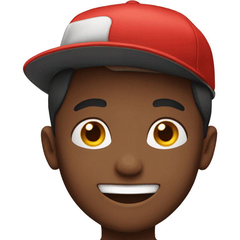 smiling boy with red hat emoji