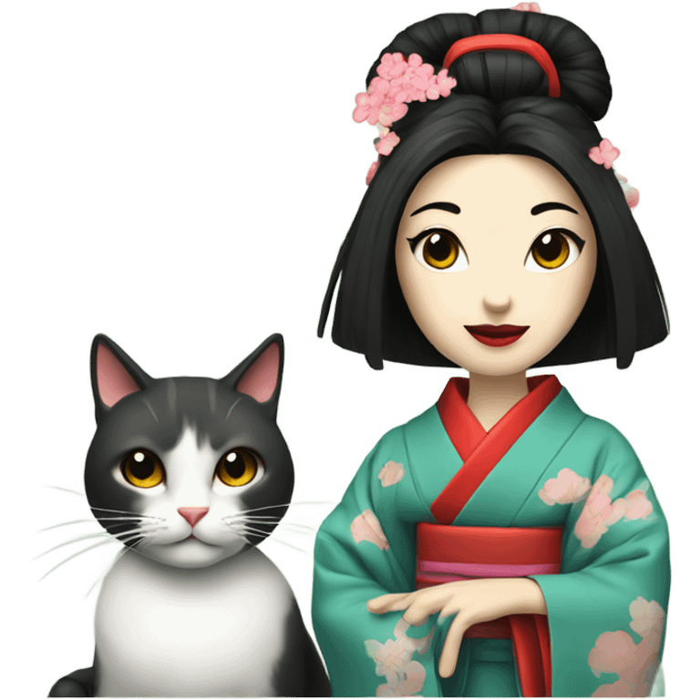 Geisha with cat emoji