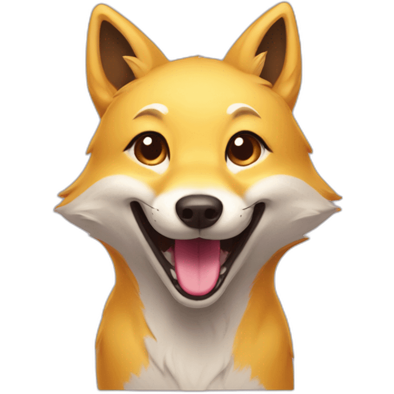 yellow fox dog hybrid smiling tongue out emoji