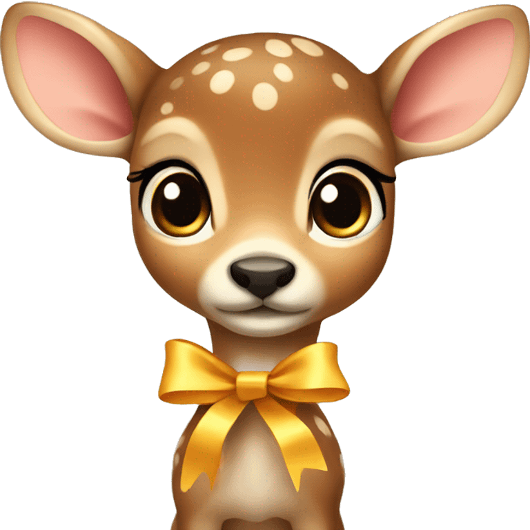 adorable fawn with ribbon emoji