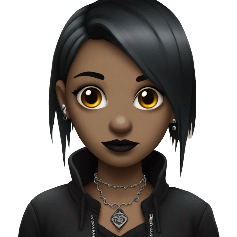 Goth girl, dressed in black, with piercings and tattoos emoji