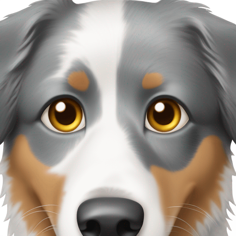 Australian shepherd dog with tri half right eye, white left side, white left ear emoji