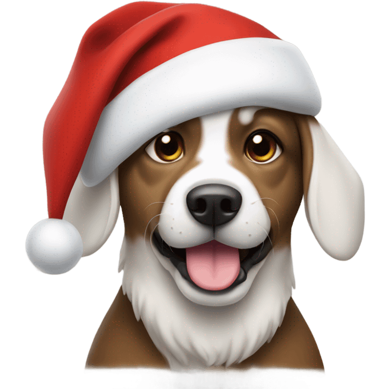 Dog wearing Santa hat emoji