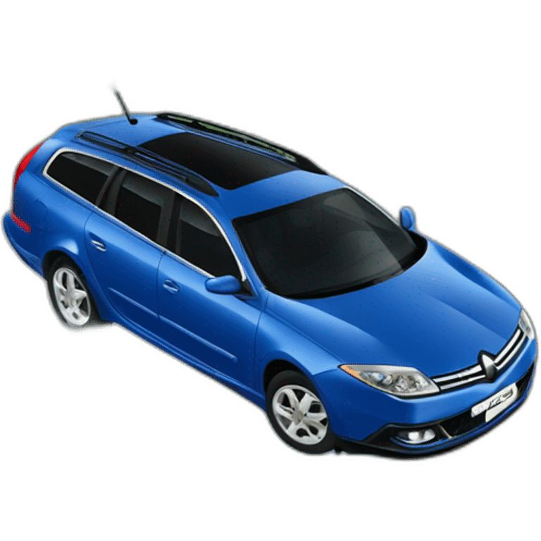 Blue Renault Laguna stationwagon flying off cliff emoji