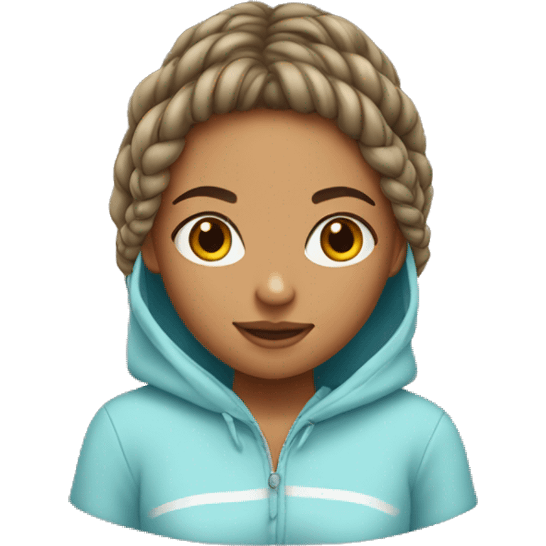 Teen girl with hoodie and two braids emoji